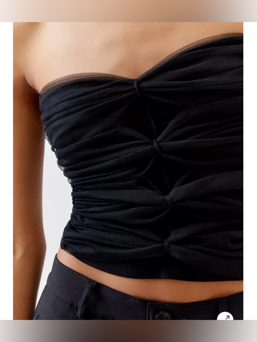 ESTHE Gathered Tulle Tube Top Large Black